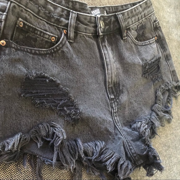 Glassons black frayed trim denim jean shorts 8 - Picture 2 of 8